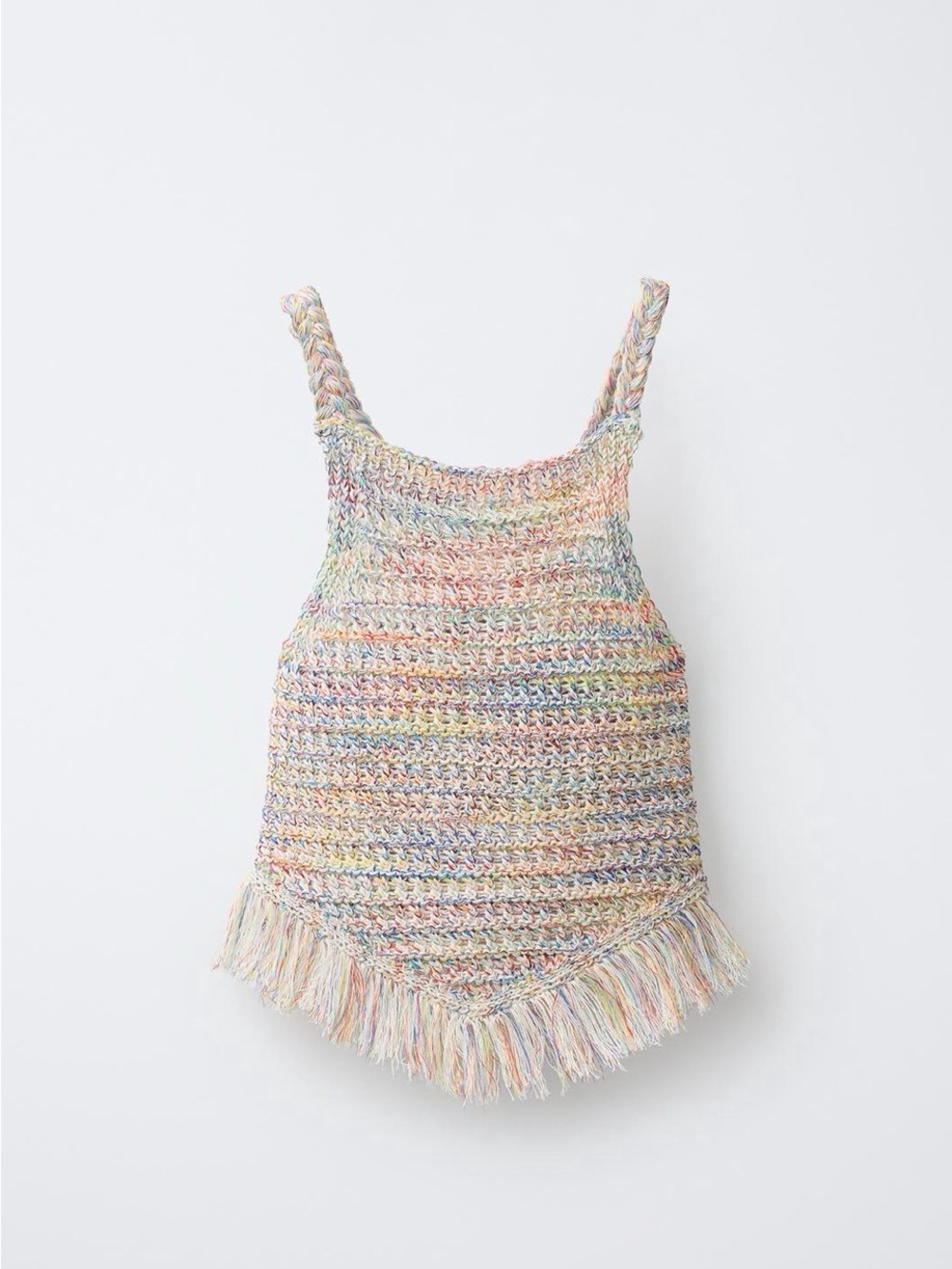 Zara Pastel Multicolor Crochet Fringe Tank Top